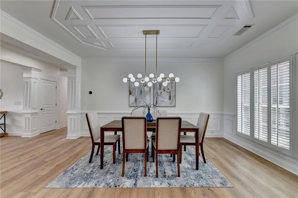 Formal dining room shown from a closer perspective
