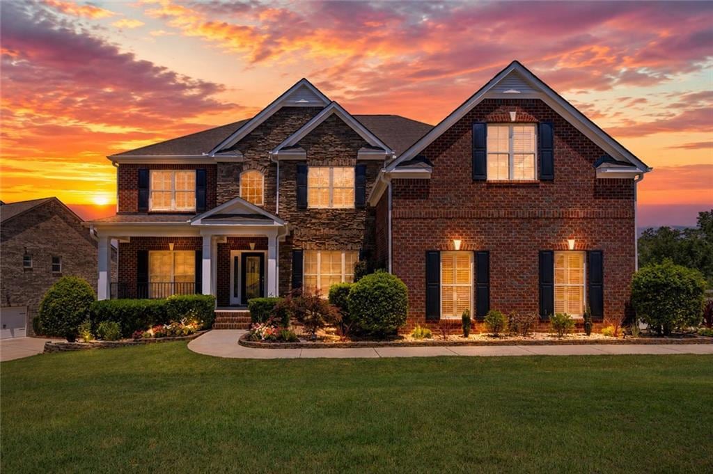 Twilight front exterior of 2825 Waterstone Drive